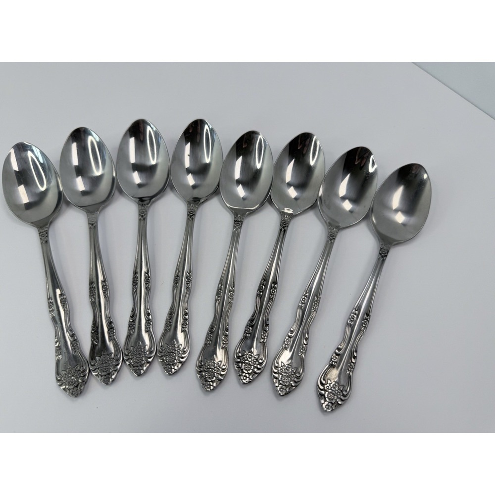 Rogers Dream Rose Teaspoons Stainless Flatware Korea Set of 8 #2